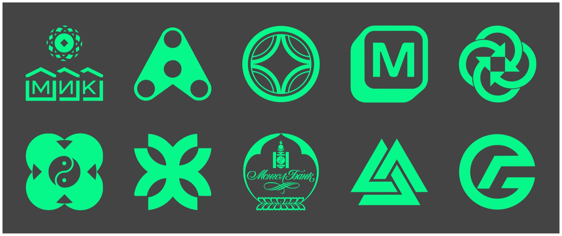 Team badges in neon green