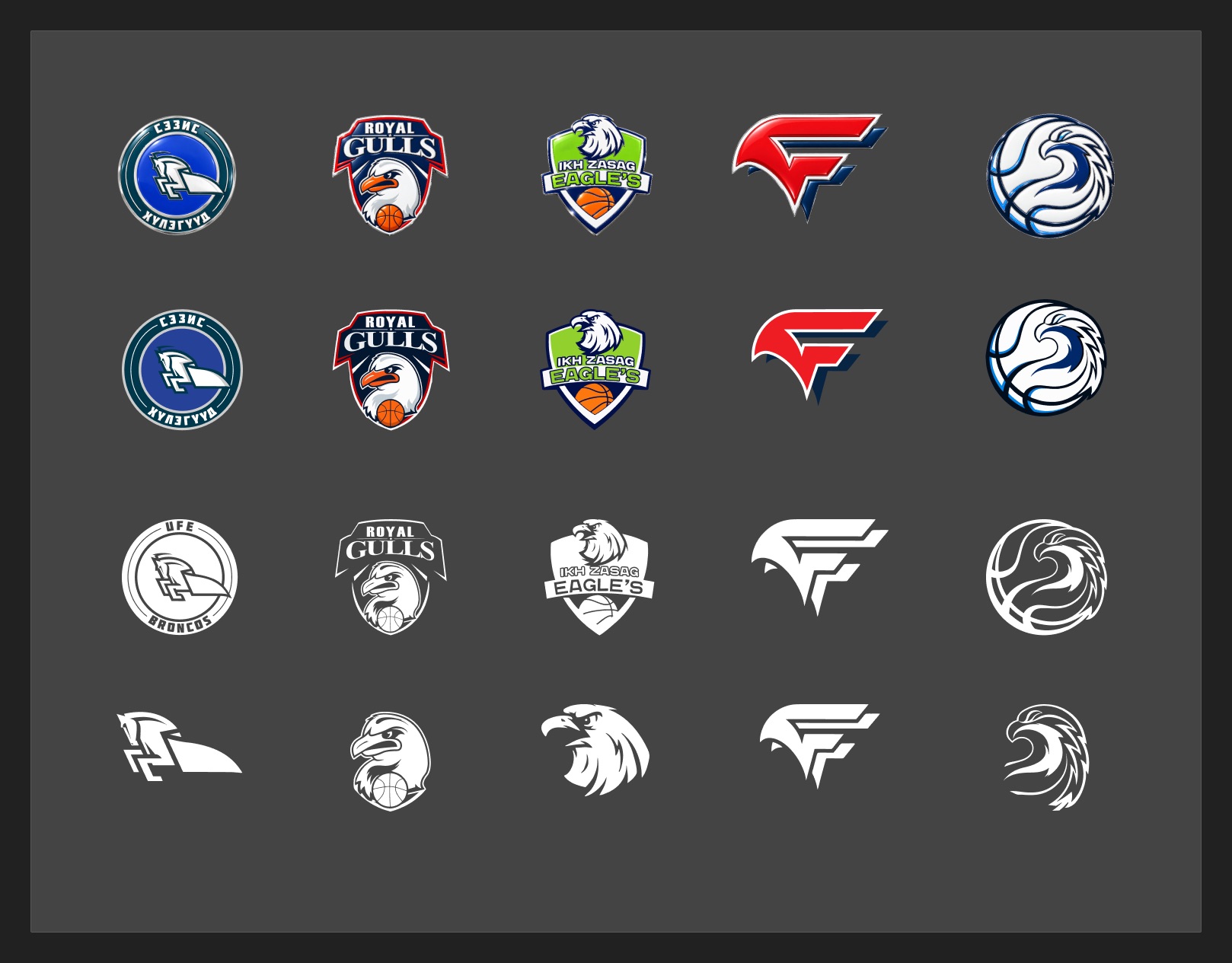 Season-opening teams: glossy, flat, white and mono marks
