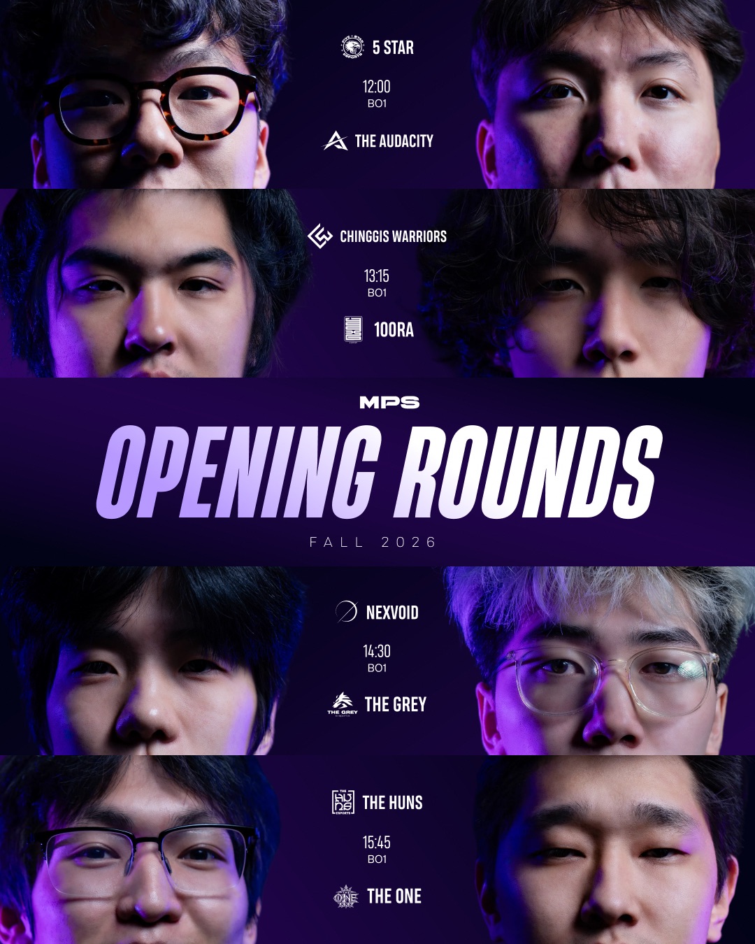 Opening rounds schedule